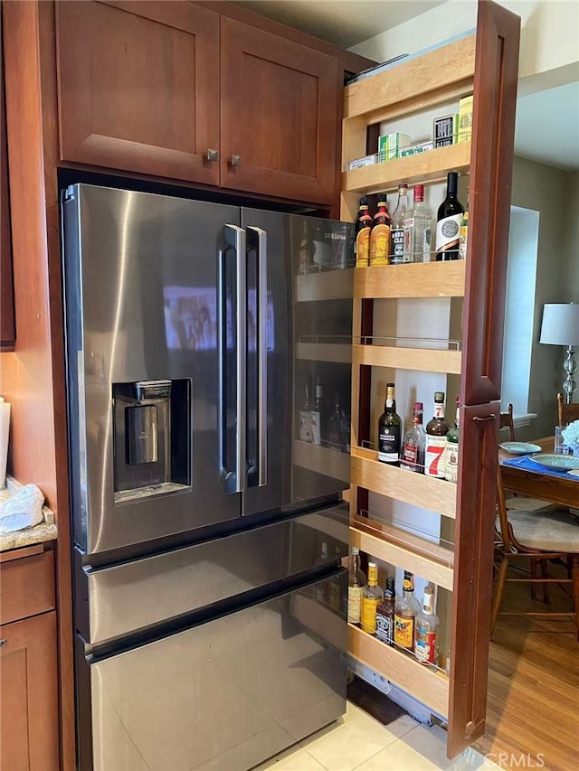 405 Waterview, Playa Del Rey, CA 90293 - kitchen with stainless steel fridge and open shelves