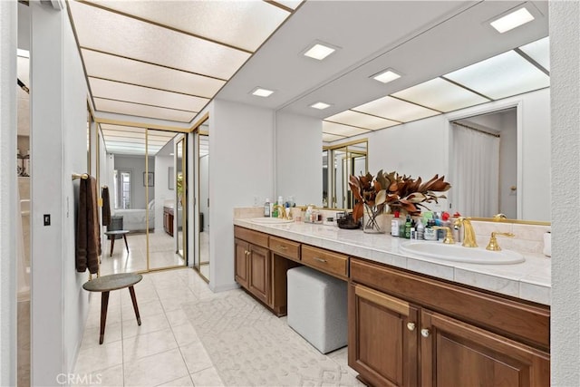 24232 Porto Nuovo, Dana Point, CA 92629 - full bath with double vanity and tile patterned floors