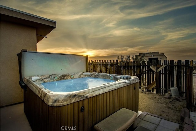 1910 Artesia Ave, Landers, CA 92285 - view of patio / terrace featuring a hot tub