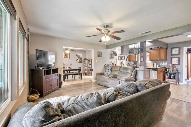 118 W 11th Ave, Escondido, CA 92025 - living area featuring ceiling fan and light wood-type flooring