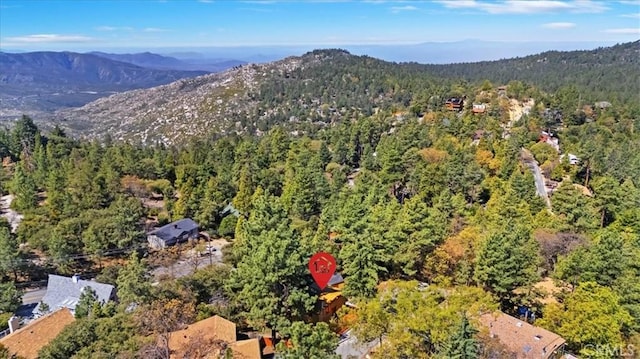 26745 Hopkins Rd, Idyllwild, CA 92549 - aerial view of property's location with a heavily wooded area and a mountainous background