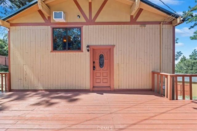 26745 Hopkins Rd, Idyllwild, CA 92549 - property entrance with a deck and a wall mounted AC