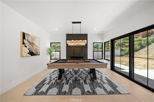 22011 La Puente Rd, Walnut, CA 91789 - playroom featuring plenty of natural light, billiards table, recessed lighting, and baseboards