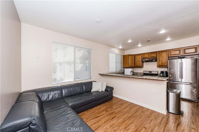 4536 Montecito Dr, La Palma, CA 90623 - living room with light wood-style floors, recessed lighting, and baseboards