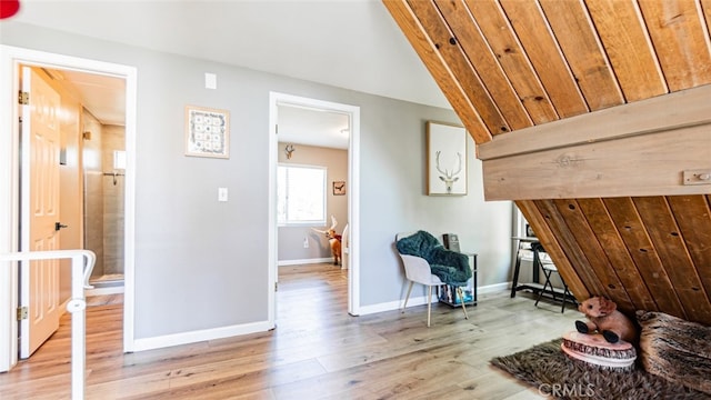 27638 St Bernard Ln, Lake Arrowhead, CA 92352 - living area with baseboards and light wood-style floors