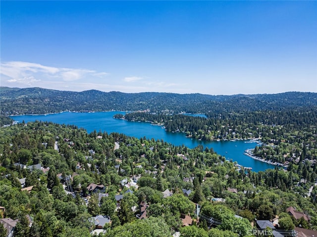 27638 St Bernard Ln, Lake Arrowhead, CA 92352 - aerial view of a heavily wooded area and a nearby body of water