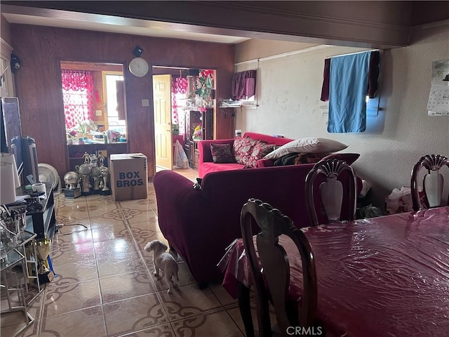 1909 E 59th St, Long Beach, CA 90805 - living area with tile patterned flooring and a textured wall