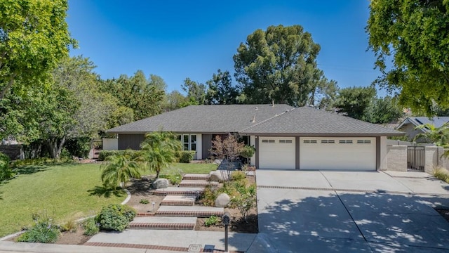 18269 Laurel View Dr, Yorba Linda, CA 92886 - ranch-style home with a garage, driveway, a gate, and roof with shingles