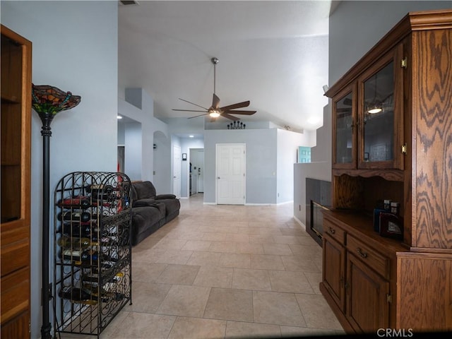 1173 Conestoga St, Corona, CA 92881 - living area with ceiling fan and lofted ceiling