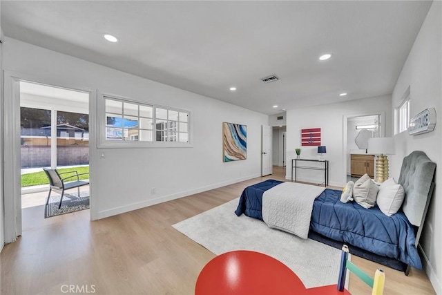 1321 S 8th Ave, Arcadia, CA 91006 - bedroom with access to outside, light wood-type flooring, recessed lighting, and baseboards
