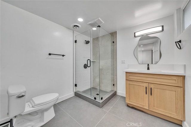 1321 S 8th Ave, Arcadia, CA 91006 - bathroom with toilet, tile patterned floors, vanity, a shower stall, and baseboards