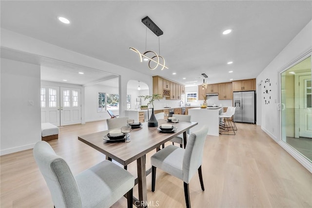 1321 S 8th Ave, Arcadia, CA 91006 - dining space featuring light wood-style flooring, recessed lighting, and baseboards