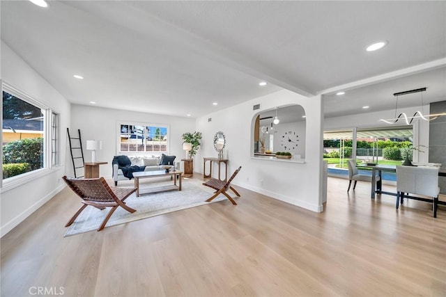 1321 S 8th Ave, Arcadia, CA 91006 - living room with light wood-style floors, baseboards, and recessed lighting