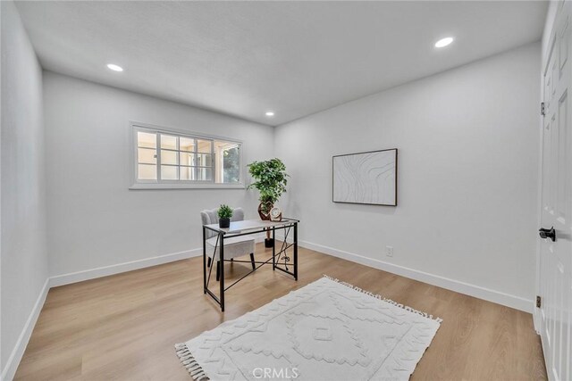 1321 S 8th Ave, Arcadia, CA 91006 - home office featuring baseboards, recessed lighting, and light wood-style flooring