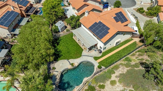 20128 Cavern Ct, Saugus, CA 91390 - aerial view of property and surrounding area featuring a pool