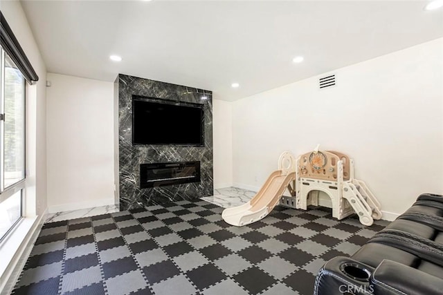20128 Cavern Ct, Saugus, CA 91390 - living area featuring baseboards, recessed lighting, and a fireplace