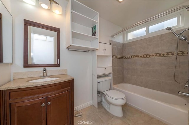 2408 S Hacienda Blvd Unit K2, Hacienda Heights, CA 91745 - full bathroom featuring toilet, shower / bathtub combination, vanity, tile patterned floors, and baseboards