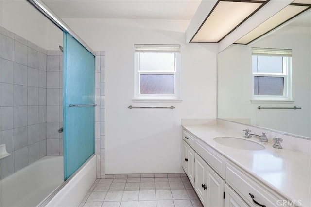 3016 Daphney Ct, Simi Valley, CA 93063 - full bathroom with vanity, tile patterned floors, and shower / bath combination with glass door