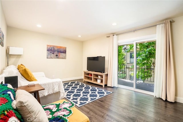 4201 W 5th St Unit 218, Santa Ana, CA 92703 - living area with wood finished floors, recessed lighting, and baseboards