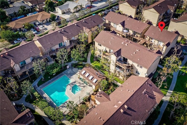 4201 W 5th St Unit 218, Santa Ana, CA 92703 - aerial perspective of suburban area with a pool area