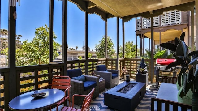 1207 Doheny Way, Dana Point, CA 92629 - sunroom / solarium with an outdoor living space with a fire pit
