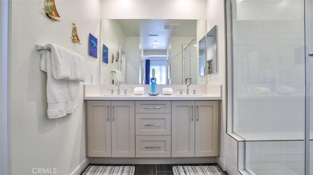 1207 Doheny Way, Dana Point, CA 92629 - bathroom featuring double vanity and a stall shower