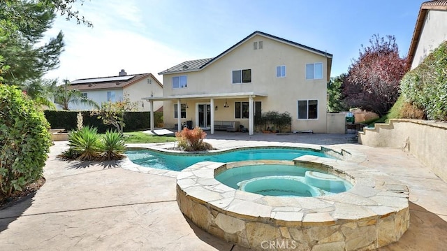 35430 Azalea Cir, Winchester, CA 92596 - view of swimming pool featuring a patio, a fenced backyard, and a pool with connected hot tub