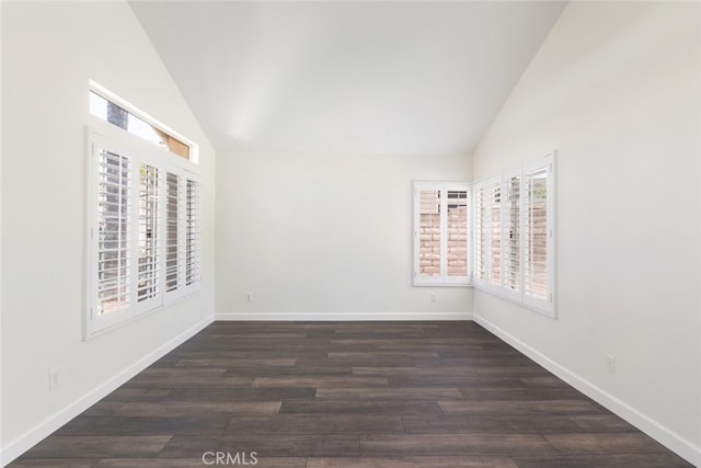 16783 Lake Knl, Riverside, CA 92503 - empty room with baseboards, wood finished floors, and high vaulted ceiling