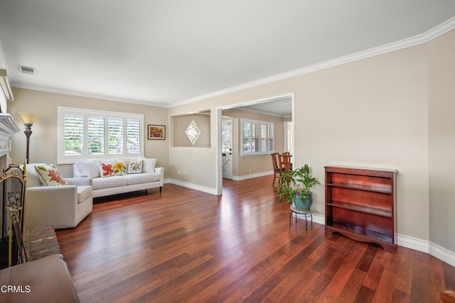 829 E Ada Ave, Glendora, CA 91741 - living area with healthy amount of natural light, wood finished floors, crown molding, and baseboards