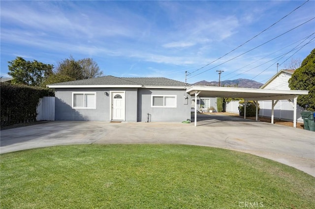 911 Genoa St, Monrovia, CA 91016 - view of front facade featuring concrete driveway, stucco siding, and a mountain view