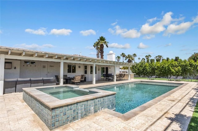 2230 N Volturno Rd, Palm Springs, CA 92262 - view of pool with outdoor lounge area, outdoor dining space, a patio, and a pool with connected hot tub