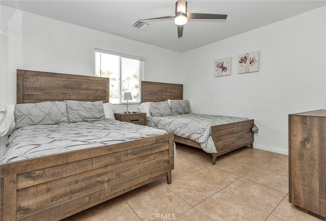 2230 N Volturno Rd, Palm Springs, CA 92262 - bedroom featuring light tile patterned floors, ceiling fan, and baseboards