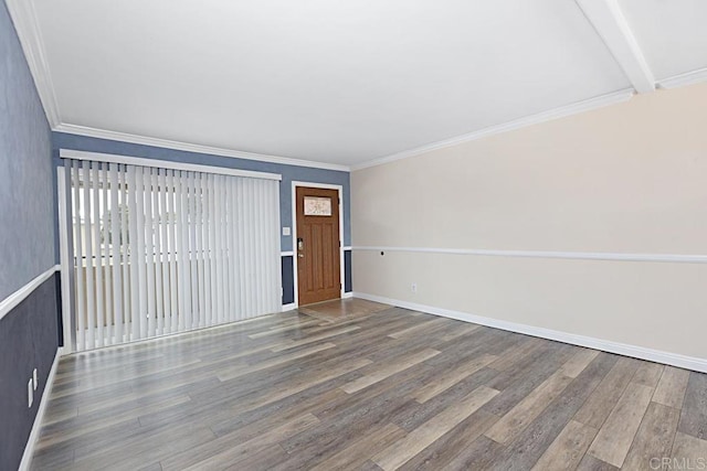 575 7th St # 203, Imperial Beach, CA 91932 - empty room featuring wood finished floors, baseboards, and ornamental molding
