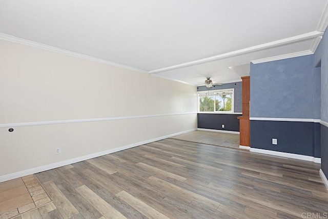 575 7th St # 203, Imperial Beach, CA 91932 - empty room with ceiling fan, wood finished floors, and ornamental molding