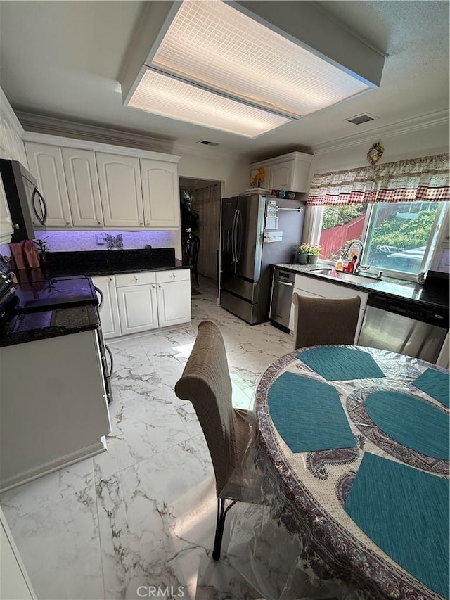 8730 Twin Trails Dr, San Diego, CA 92129 - dining space featuring light marble finish flooring