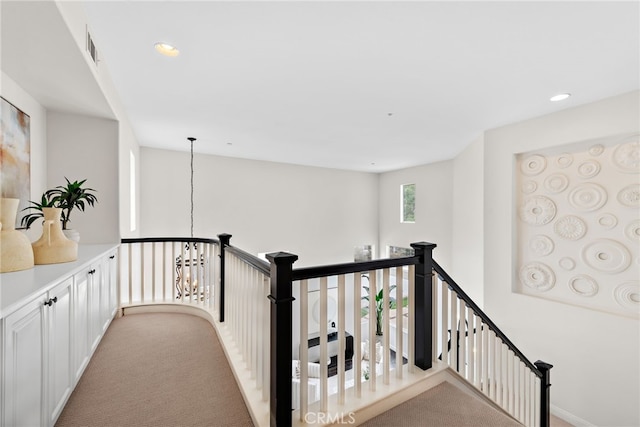 38 Via Sonrisa, San Clemente, CA 92673 - corridor featuring an upstairs landing, recessed lighting, carpet, and baseboards