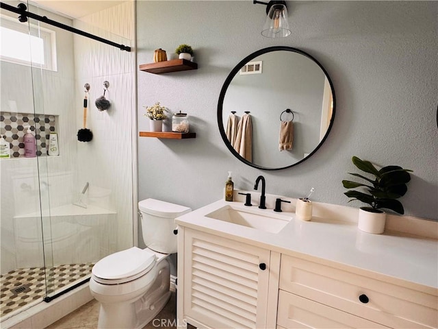 10141 Orange St, Rancho Cucamonga, CA 91737 - full bathroom featuring toilet, a stall shower, and vanity