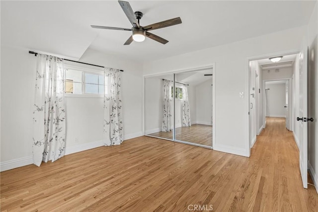 16801 Nordhoff St, Northridge, CA 91343 - unfurnished bedroom with light wood-style flooring, a closet, and ceiling fan