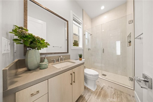 271 Huckleberry, Lake Forest, CA 92630 - bathroom featuring vanity, a stall shower, and toilet