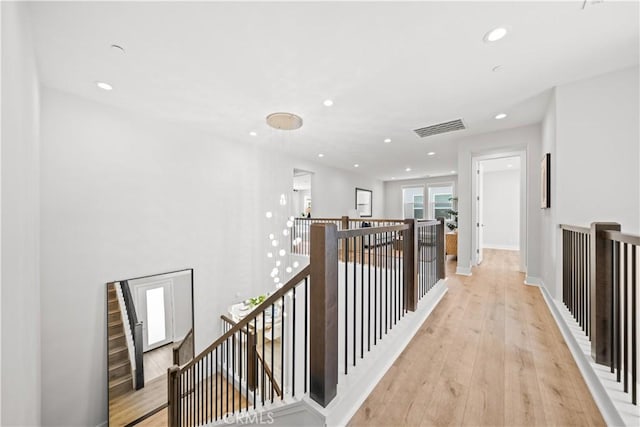 271 Huckleberry, Lake Forest, CA 92630 - hallway featuring an upstairs landing, recessed lighting, and light wood-style floors