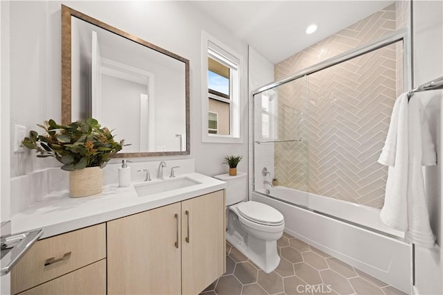 271 Huckleberry, Lake Forest, CA 92630 - bathroom with vanity, toilet, combined bath / shower with glass door, and tile patterned floors