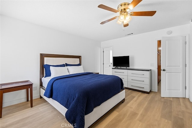 356 Myrl Pl, Hemet, CA 92545 - bedroom with light wood-style floors and a ceiling fan