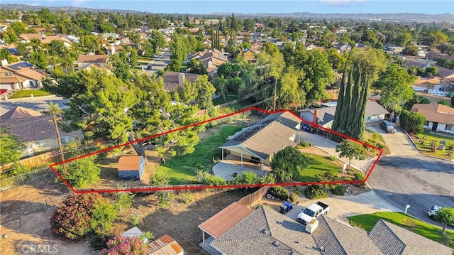 11777 Preston Ln, Yucaipa, CA 92399 - aerial view of residential area with property parcel outlined