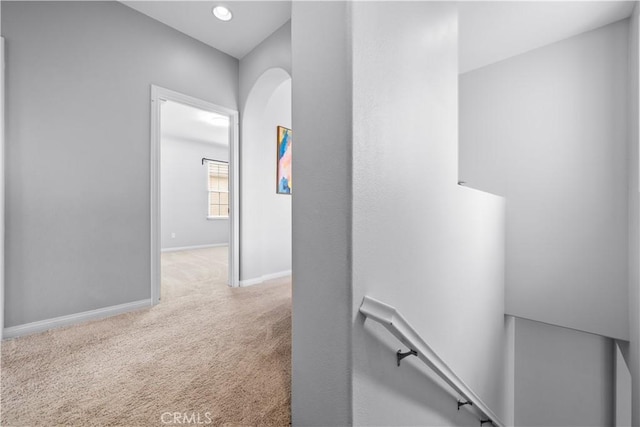46239 Lone Pine Dr, Temecula, CA 92592 - corridor featuring an upstairs landing, carpet flooring, and baseboards