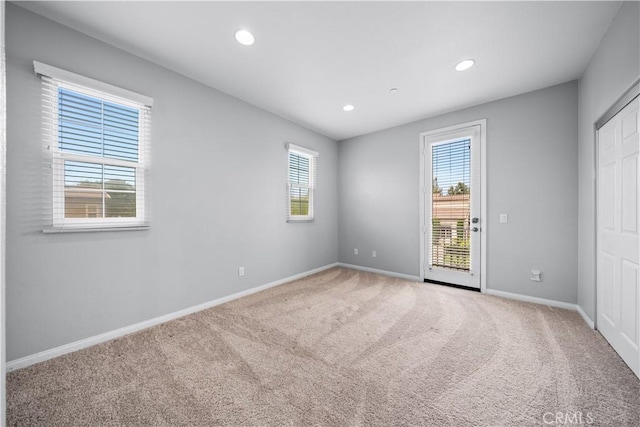 46239 Lone Pine Dr, Temecula, CA 92592 - unfurnished bedroom with access to exterior, multiple windows, carpet, baseboards, and recessed lighting