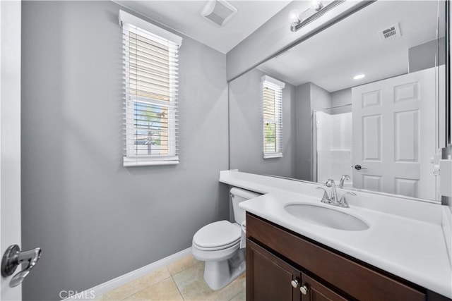 46239 Lone Pine Dr, Temecula, CA 92592 - full bathroom featuring toilet, vanity, baseboards, tile patterned floors, and plenty of natural light