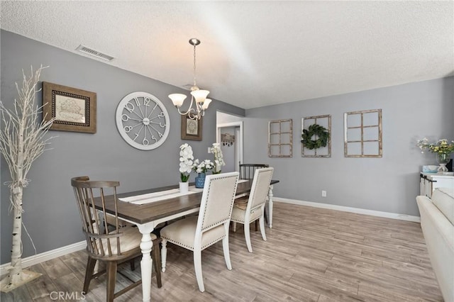 15326 Leffingwell Rd, Whittier, CA 90604 - dining room featuring a chandelier, wood finished floors, and a textured ceiling
