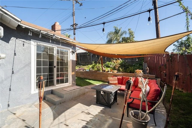 15326 Leffingwell Rd, Whittier, CA 90604 - view of patio featuring an outdoor living space with a fire pit