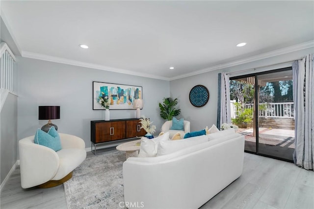 23064 Paseo De Terrado Unit 2, Diamond Bar, CA 91765 - living area with light wood-style floors, crown molding, baseboards, and recessed lighting