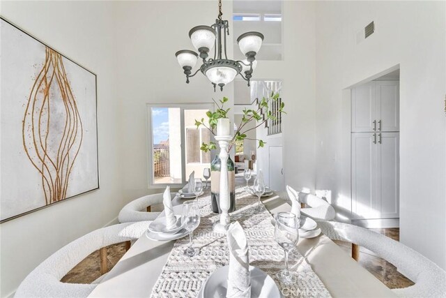 2563 Pepperdale Dr, Rowland Heights, CA 91748 - dining space featuring a high ceiling and a chandelier